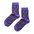 WSP-1179 Wholesale Jacquard Fahion Style Leopard Pattern Design Purple Color Women Socks China Manufacturer Latest Design Socks